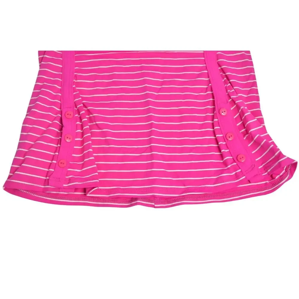 ROBIN PICCONE Women's Pink & White Striped Padded Tankini Halter Top